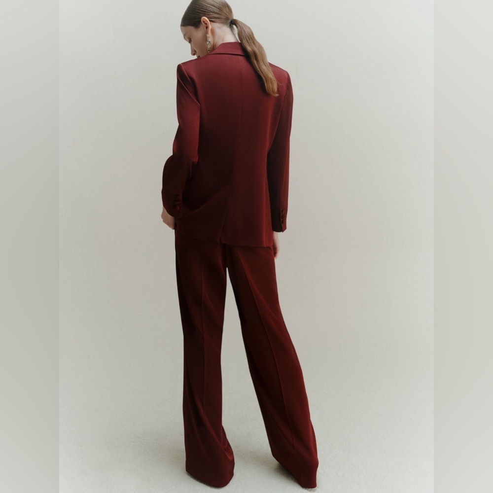 Marella By Max Mara Cognac Satin Jacket Size Small Pit 17 - Picture 3 of 17